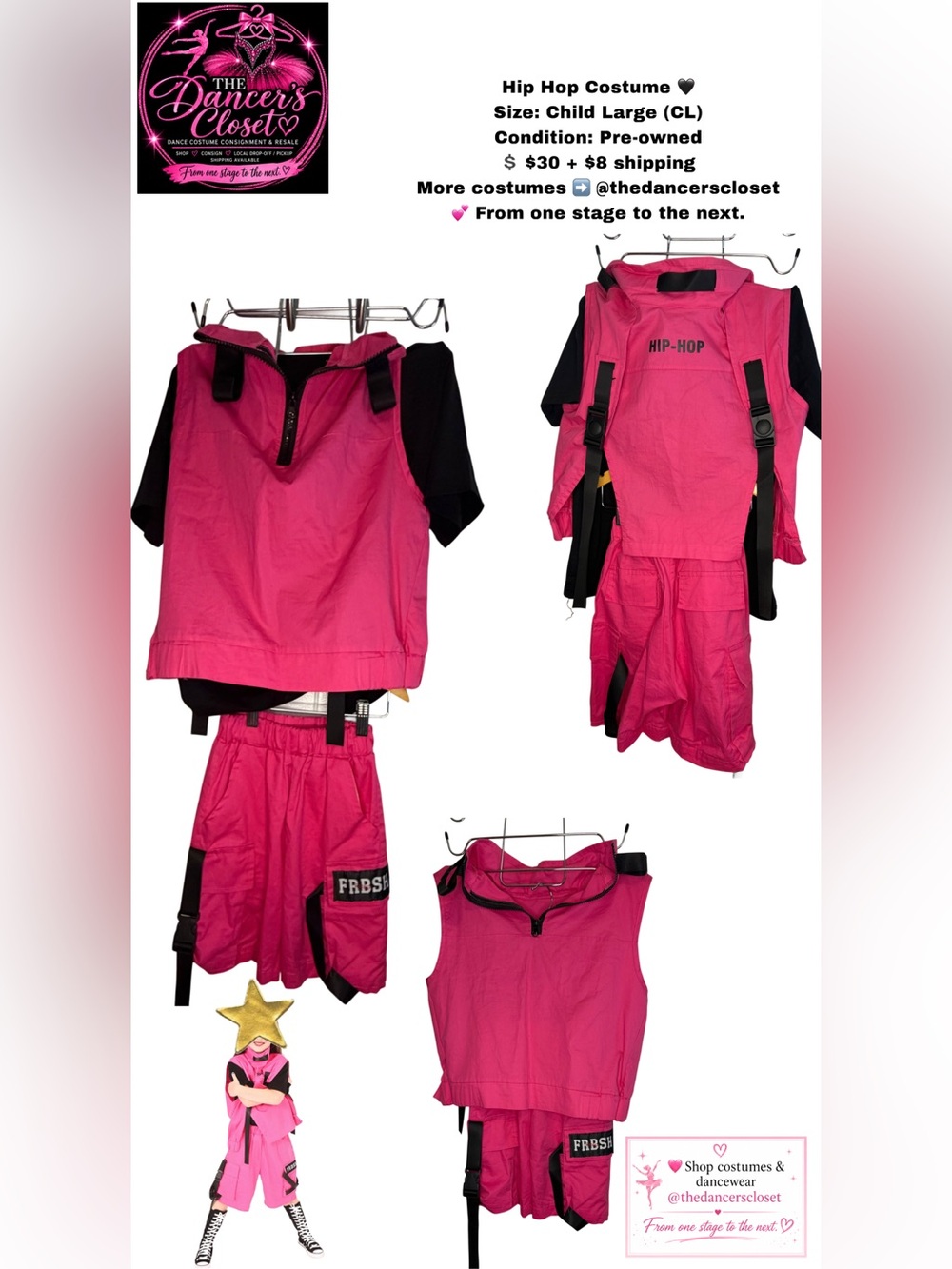 Kids Hip Hop Dance Costume Set - Pink